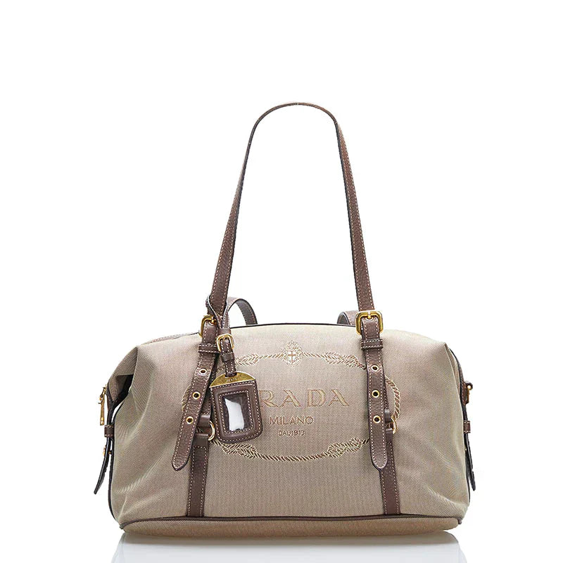 Prada Prada Logo Jacquard Bauletto Bag