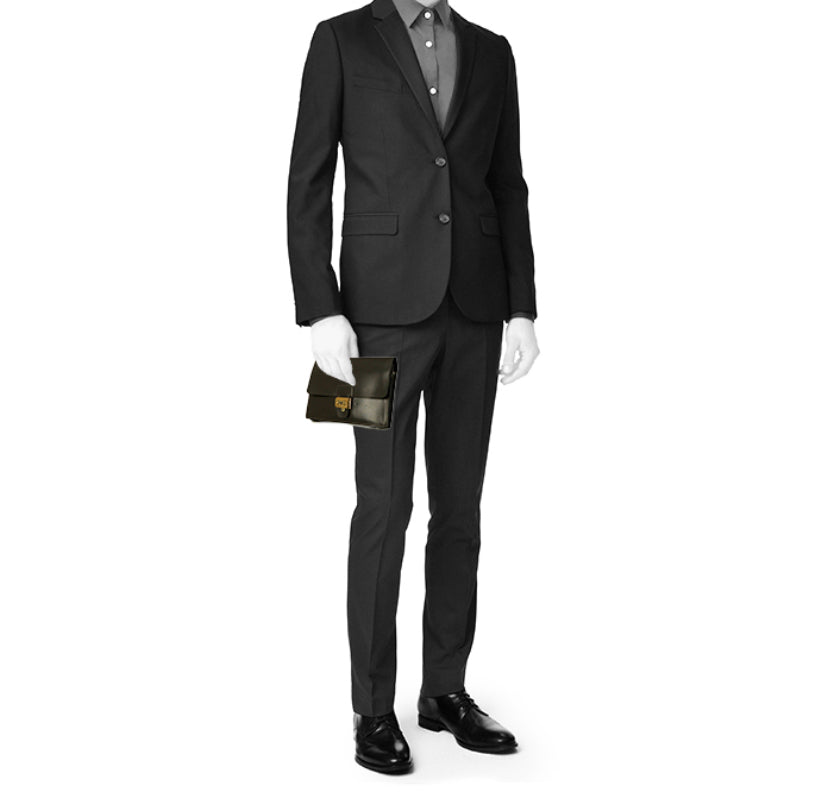 Pochette Hermès Jet in pelle box marrone