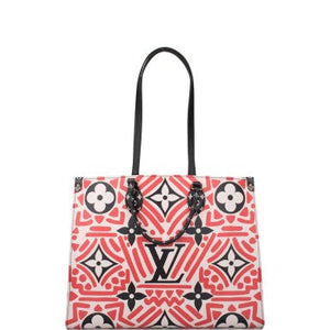 Louis Vuitton Cream Red Monogram Giant Coated Canvas Crafty OnTheGo GM Gold Hardware