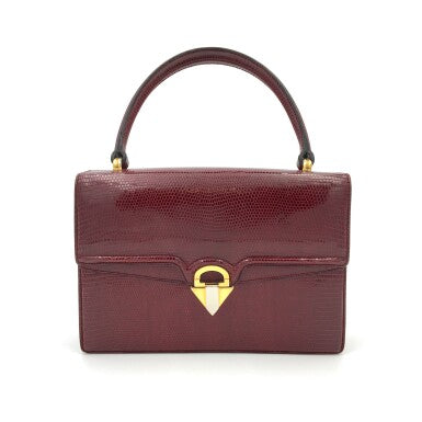 GUCCI | BURGUNDY VINTAGE BAG IN LIZARD, c.1960s
