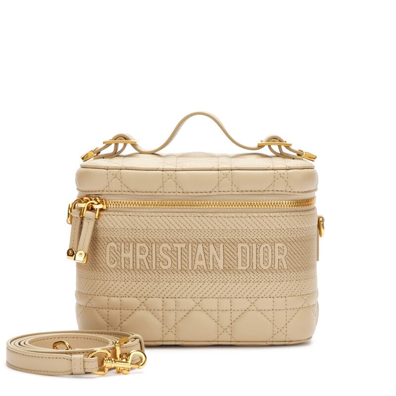 Christian Dior
Beige Cannage Lambskin Small Diortravel Vanity Case Gold Hardware, 2020