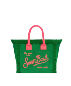 Borsa Colette in spugna verde con logo Saint Barth