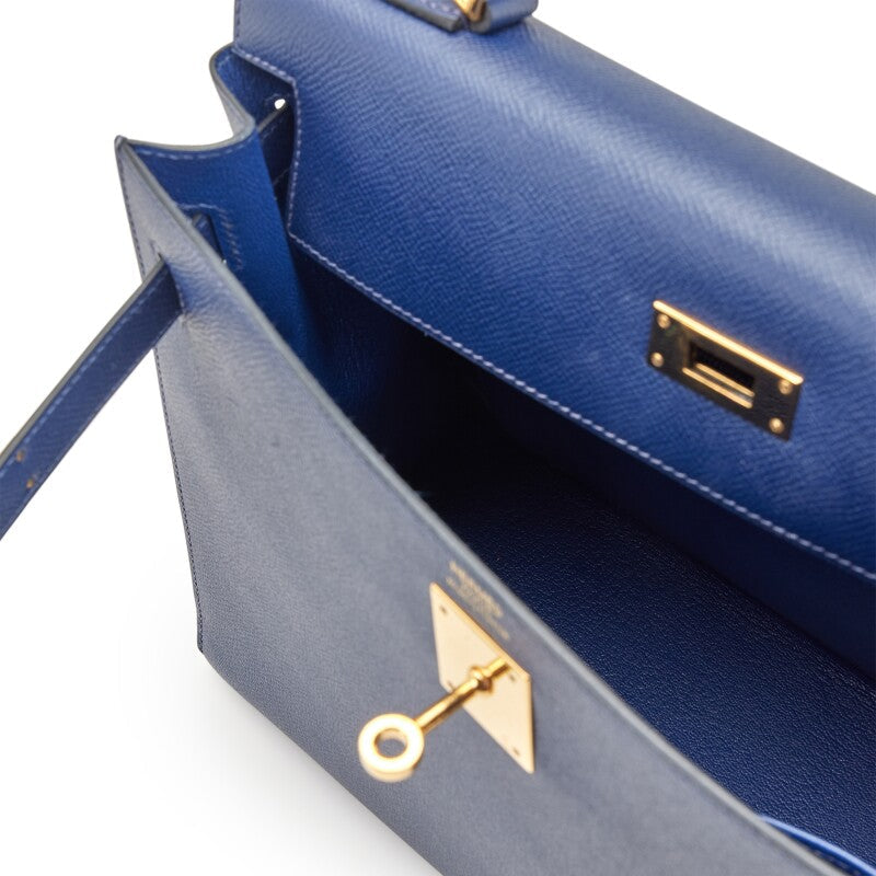 Hermes Bleu Sapphire Epsom Kelly Sellier 32 Gold Hardware, 2015